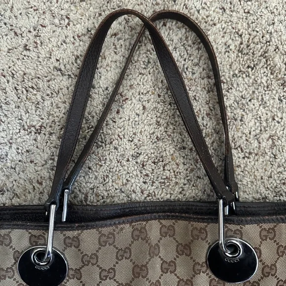 Vintage Gucci Beige and Brown GG Canvas Tote As Is - Picture 6 of 13